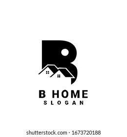 B initial house logo icon design vector
