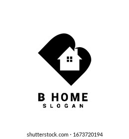 B diseño del icono del logotipo de la casa inicial vectorial