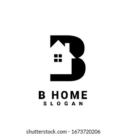 B initial house logo icon design vector