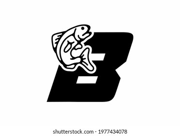 B initial letter with fish design
