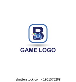 B initial letter with game console icon and pixel for gaming logo concept. game startup application