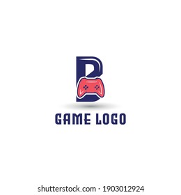 B initial letter with game console icon and pixel for gaming logo concept. game startup application