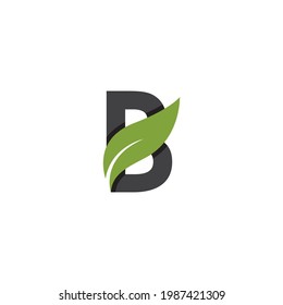 B Initial letter with green leaf