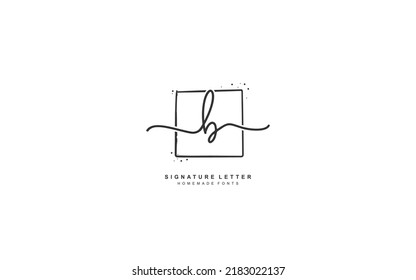 B Initial letter handwriting and  signature logo. A concept with template element.