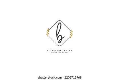 B Initial letter handwriting and  signature logo. A concept with template element.