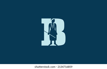 B initial letter Logo abstract design vector template Negative space style.