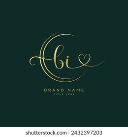 B I initial letter logo. BI Handwriting logo.