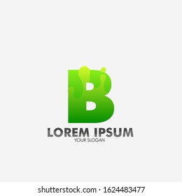 B initial letter logo icon with liquid effect for creative and business company