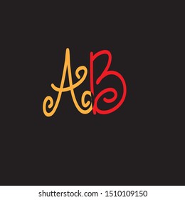 A & B  initial letter logo luxury art vector design