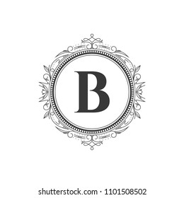 B initial letter logo template with luxury ornament