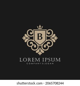 B Initial Letter Luxury Logo template in vector art for Restaurant, Royalty, Boutique, Cafe, Hotel, Heraldic, Jewelry, Fashion and other vector illustration art