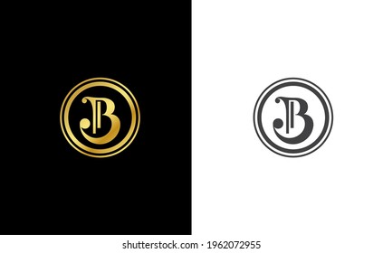 B initial letter monogram vector logo template in gold luxury style