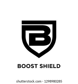 b initial letter shield logo icon designs vector illustration