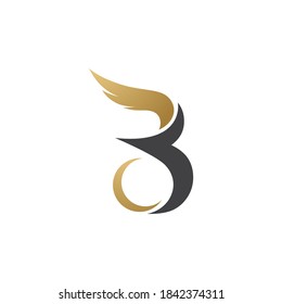 B Initial Letter with wing logo template