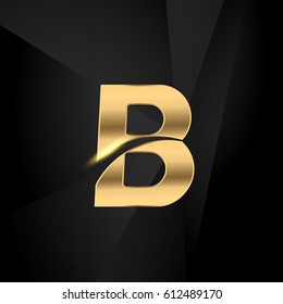 B initial letters swoosh elegant logo golden black background