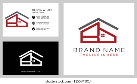 B initial logo with business card vector template