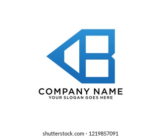 B Initial logo concept with pencil template vector