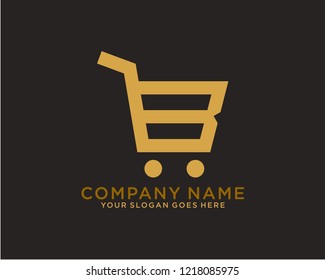 B Initial logo concept with shopping cart template vector