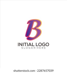 B initial logo gradient colorful design icon