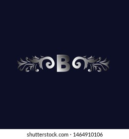 B initial logo letter with beauty ornament for fashion industry