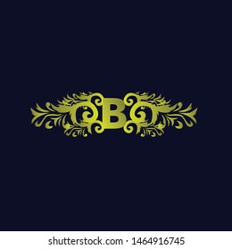 B initial logo letter with beauty ornament for fashion industry