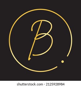 B initial logo, luxury, elegant and hand written logo concept. isolated on black background