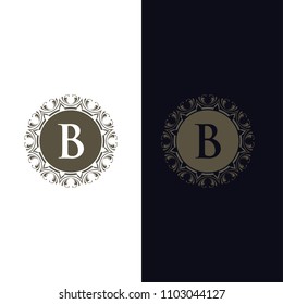 B initial logo. Luxury ornament crown logo