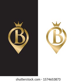 B initial logo point luxury icon 