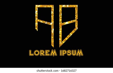 a b initial logo template with the gold metal form