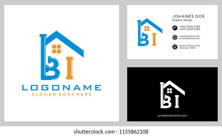 B I initial logo template vector