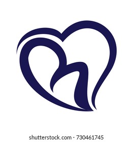 B Initial Love Logo Vector