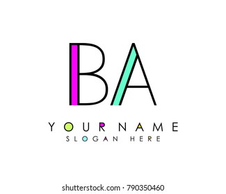 B & A initial minimalist logo template vector