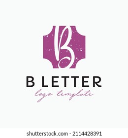 B initial purple haxagon logo vector image