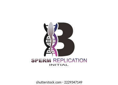 B Initial Sperm Replication glyph icon. Style is bicolor flat symbol

