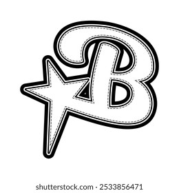 B Initial Typography Y2K Logo Patch Apparel Fashion Vector Design K56, Commercial Use