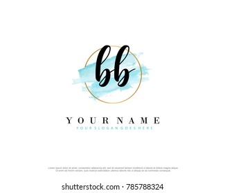 B B Initial Water Color Logo Template Vector