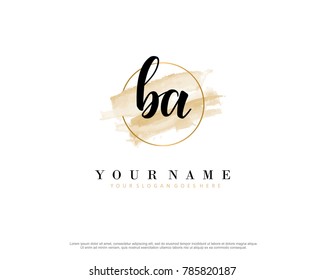 B A Initial water color logo template vector