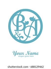 B B initial wedding decorative logo template