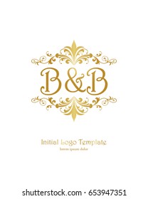 B & B initial wedding logo template vector