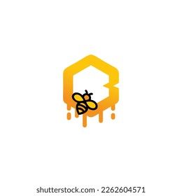 B initials in bee and vector icon honey bee with letter B vector file