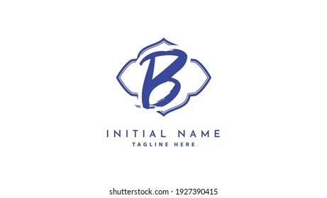 B Initials, handwriting logo vector