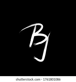 B j Bj initial logo handwriting template vector. isolated black background