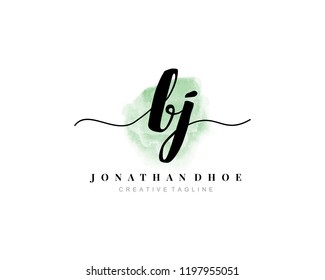 B J BJ Initial watercolor logo on white background. Logo template vector