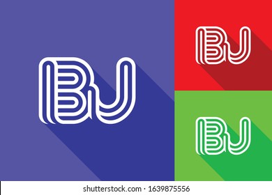 B and J combination Lines Letter Logo Creative Line Letters Design Template