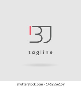 B J double letter logo design vector template