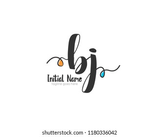 B J Initial handwriting logo vector template