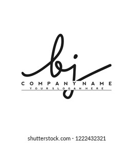 B J Initial handwriting logo vector