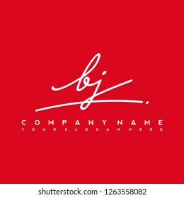 B J Initial handwriting logo vector