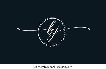 B J  Initial handwriting signature logo, initial signature, elegant logo design
vector template.