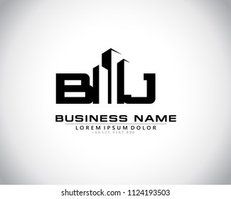 B J Initial logo concept with building template vector.